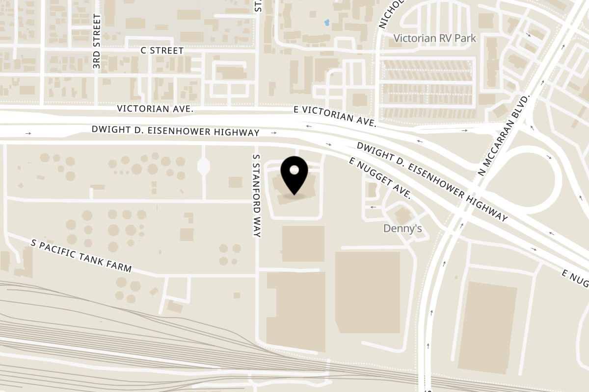Map showing the location of Gambi's Restaurant on 55 Nugget Ave in Sparks
